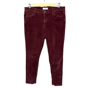 LOFT Modern Sexy Skinny Corduroy Pants Womens Size 30/10 Burgundy Stretch Boho‎
